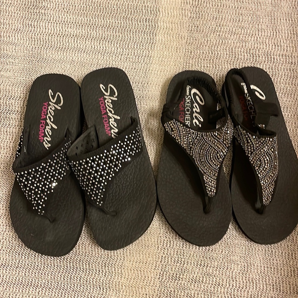 - Skechers Yoga Foam Sandals 2 Pairs EUC sz 6